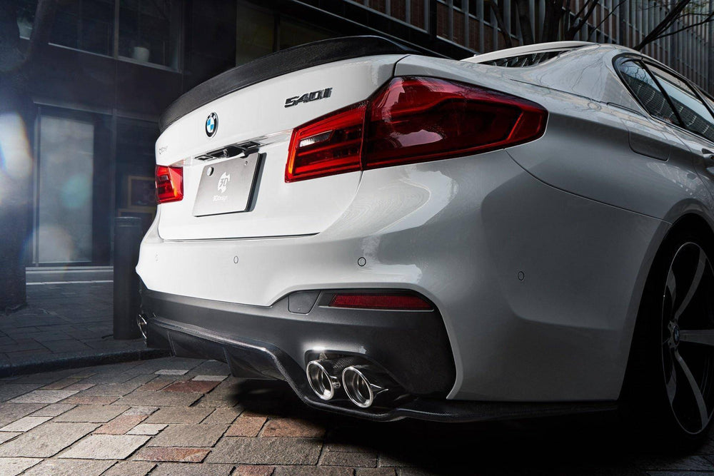 3DDesign Carbon Fibre Rear Diffuser (Type 2) for BMW 5 Series M Sport (2017+, G30 G31) - AUTOID - Rear Diffusers - 3DDesign