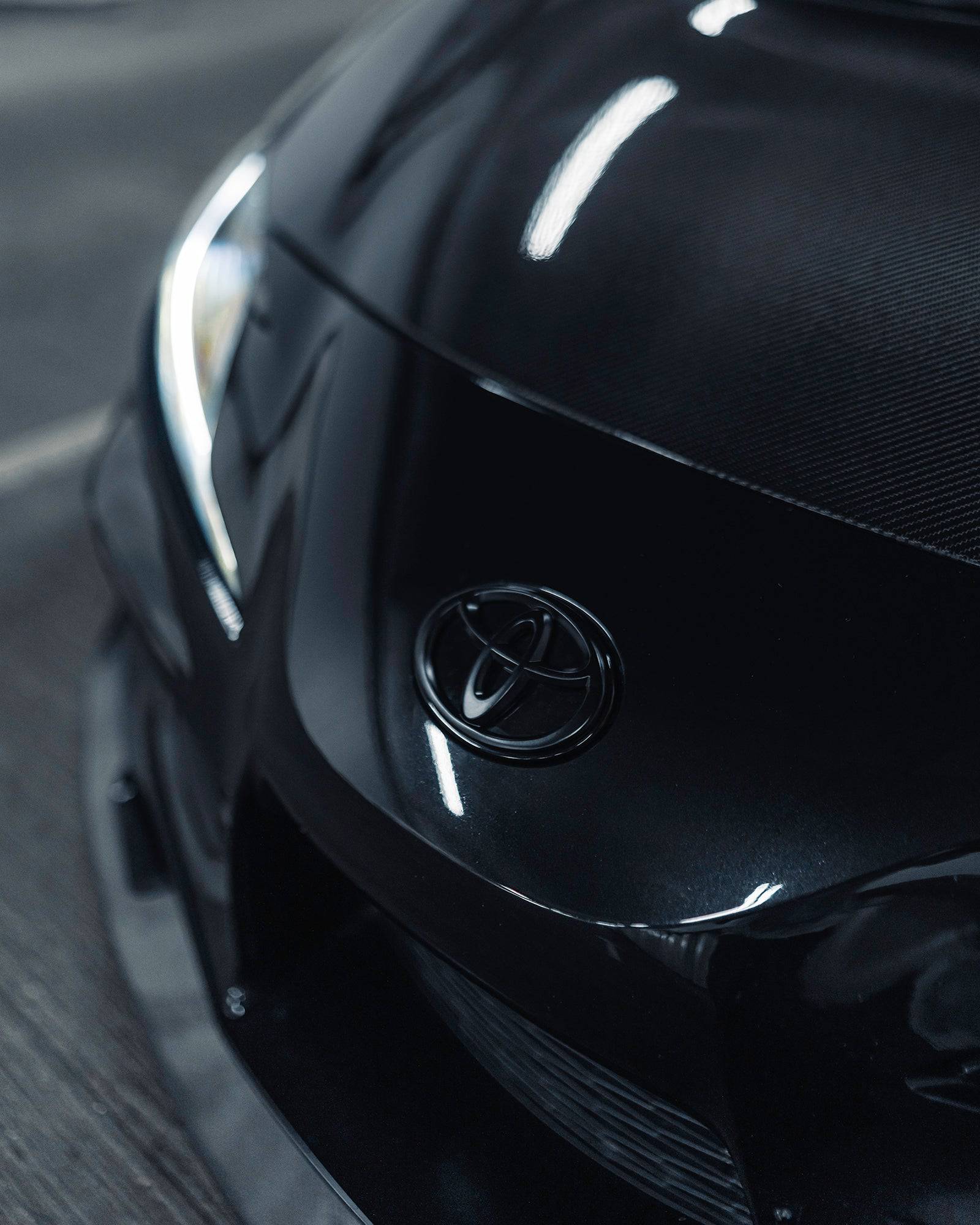 Toyota Supra A90 Mk5 Front & Rear ID-23 Emblem Badges in Satin / Gloss Black (2019+, J29), Model Badges, Essentials - AUTOID | Premium Automotive Accessories
