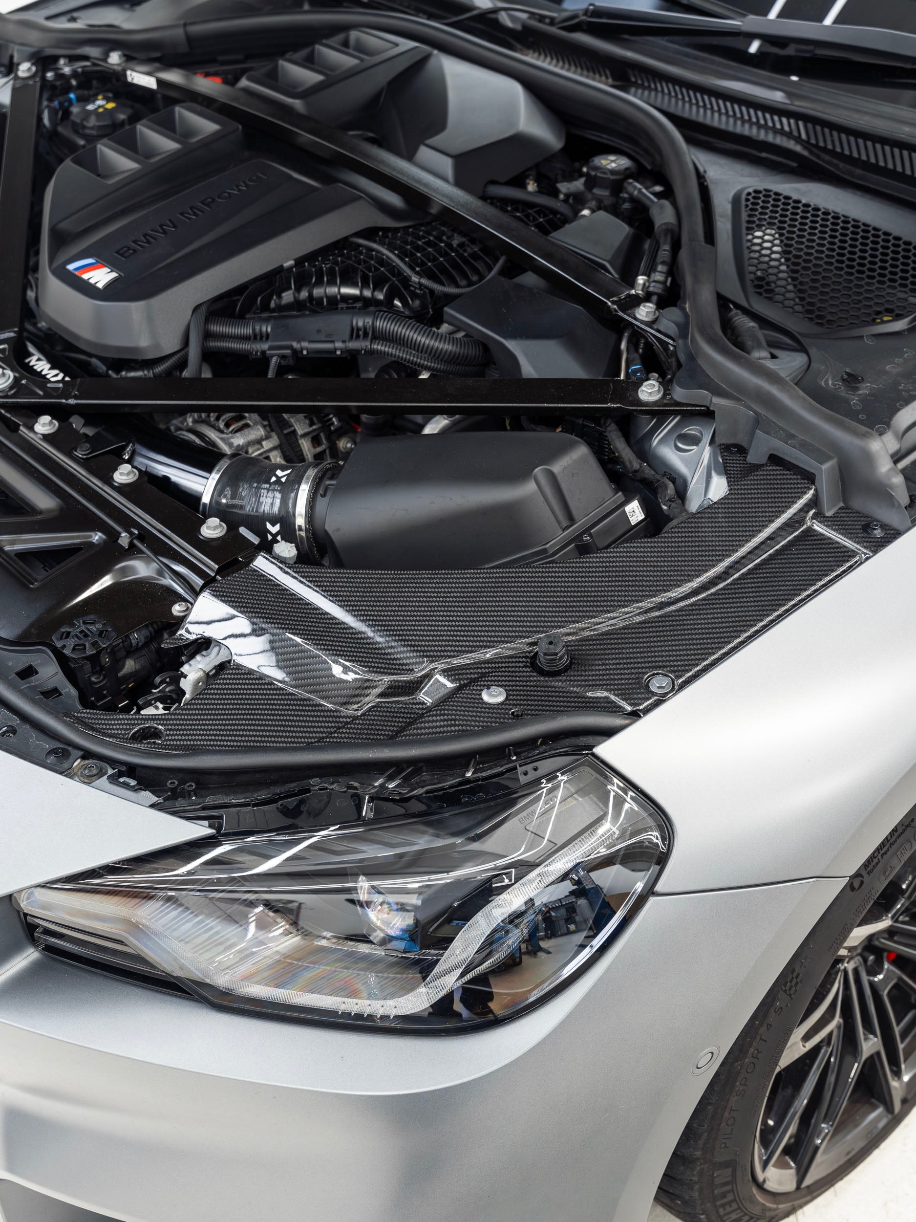 BMW M2 G87 Pre-Preg Carbon Fibre Engine Bay Headlight Cover by FORM (2023+)