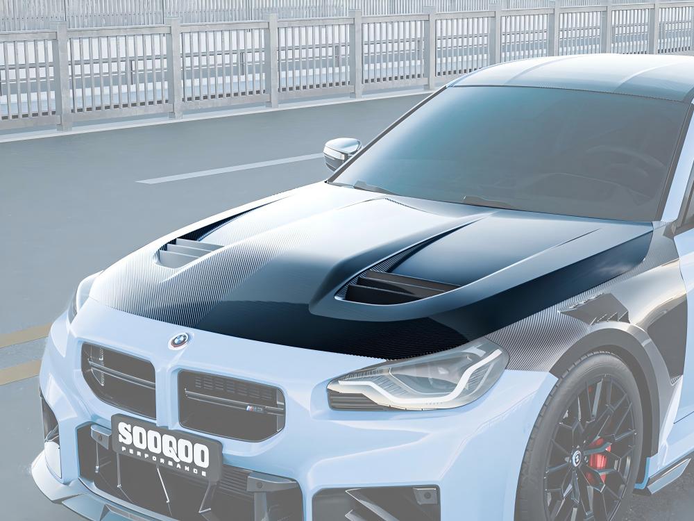 BMW M2 G87 Pre-Preg Gloss Carbon Fibre Vented Front Bonnet by SQ