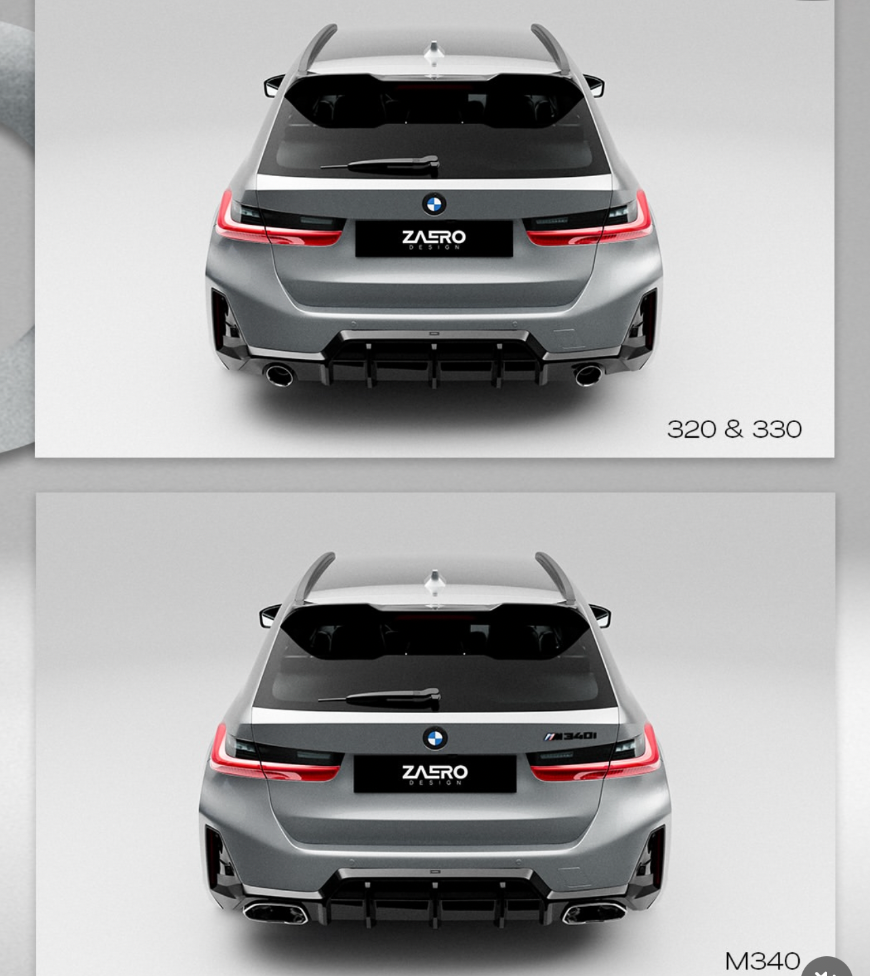 BMW M340i, 330i & 320i G20 G21 LCI EVO-1 Gloss Black Rear Diffuser by ZAERO (2022+)