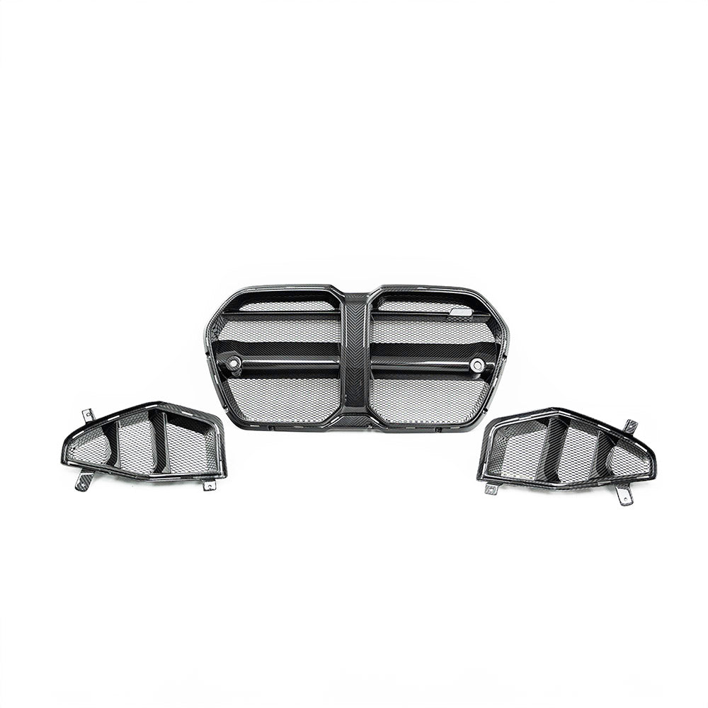 BMW M3 G80 G81 & M4 G82 G83 Pre - Preg Carbon Fibre Front Grilles & Front Ducts Set by Adro (2021+) - AUTOID - Front Grille - Adro
