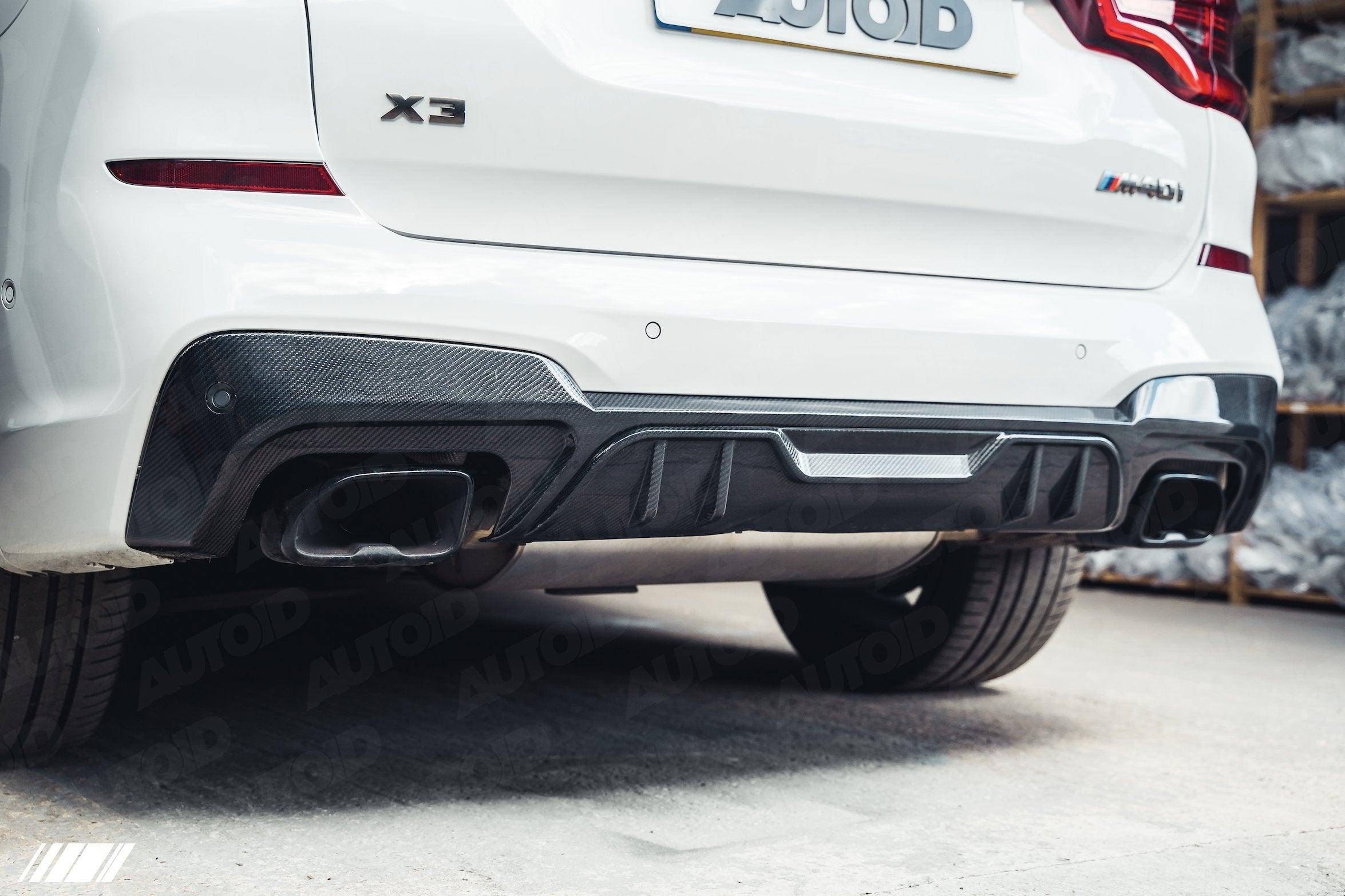 Carbon Fibre Performance Rear Diffuser for BMW X3 M40i (2018-2020, G01 Pre-LCI), Rear Diffusers, Essentials - AUTOID | Premium Automotive Accessories