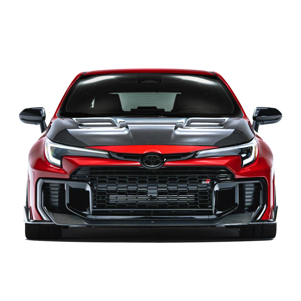 Toyota GR Corolla Pre-preg Carbon Fibre Bonnet by Adro — angle
