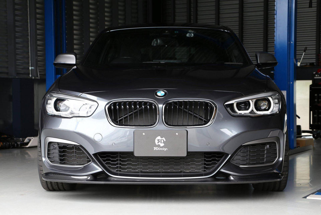 3DDesign Carbon Fibre Front Splitter for BMW 1 Series LCI (2015-2019, F20) - AUTOID® - Front Lips & Splitters - 3DDesign