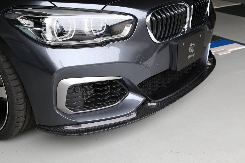 3DDesign Carbon Fibre Front Splitter for BMW 1 Series LCI (2015-2019, F20) - AUTOID® - Front Lips & Splitters - 3DDesign