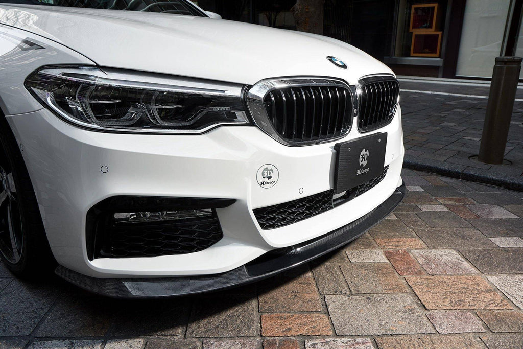 3DDesign Carbon Fibre Front Splitter for BMW 5 Series M Sport (2017-2019, G30 G31) - AUTOID® - Front Lips & Splitters - 3DDesign