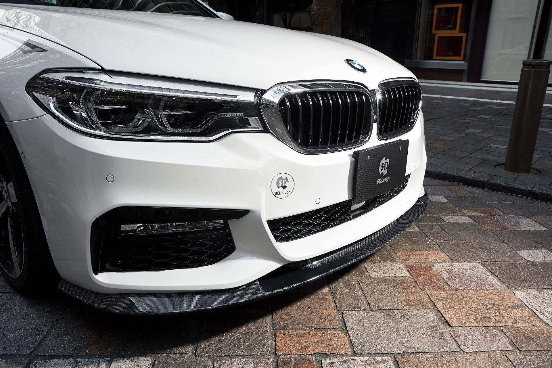 3DDesign Carbon Fibre Front Splitter for BMW 5 Series M Sport (2017-2019, G30 G31) - AUTOID® - Front Lips & Splitters - 3DDesign