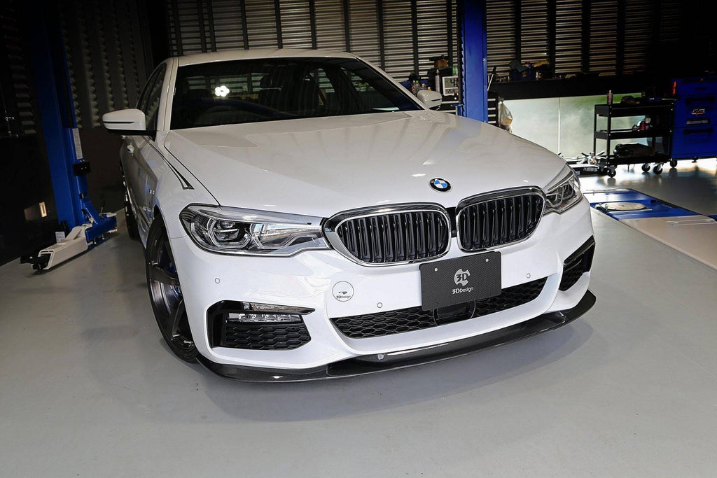3DDesign Carbon Fibre Front Splitter for BMW 5 Series M Sport (2017-2019, G30 G31) - AUTOID® - Front Lips & Splitters - 3DDesign