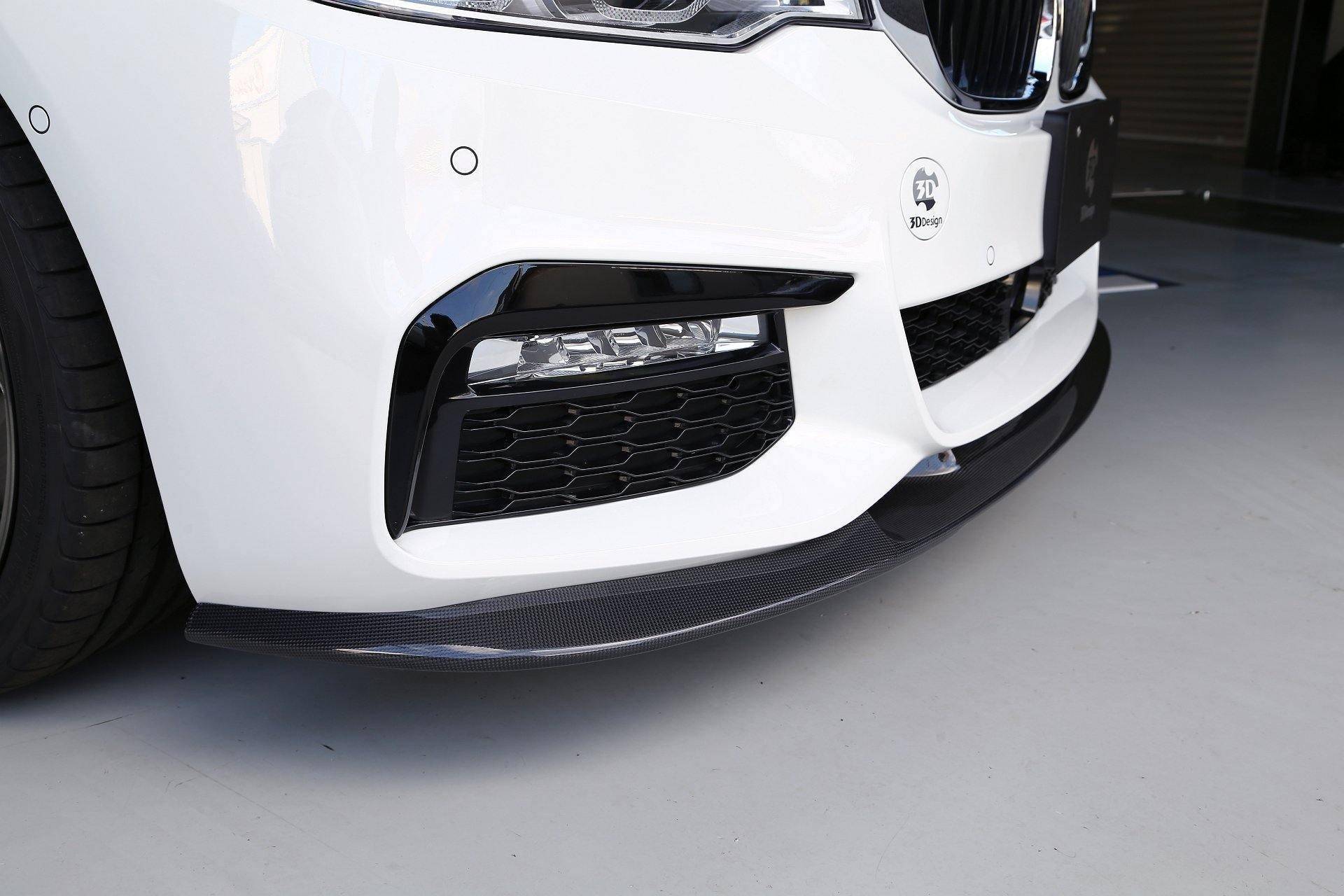3DDesign Carbon Fibre Front Splitter for BMW 5 Series M Sport (2017-2019, G30 G31) - AUTOID® - Front Lips & Splitters - 3DDesign