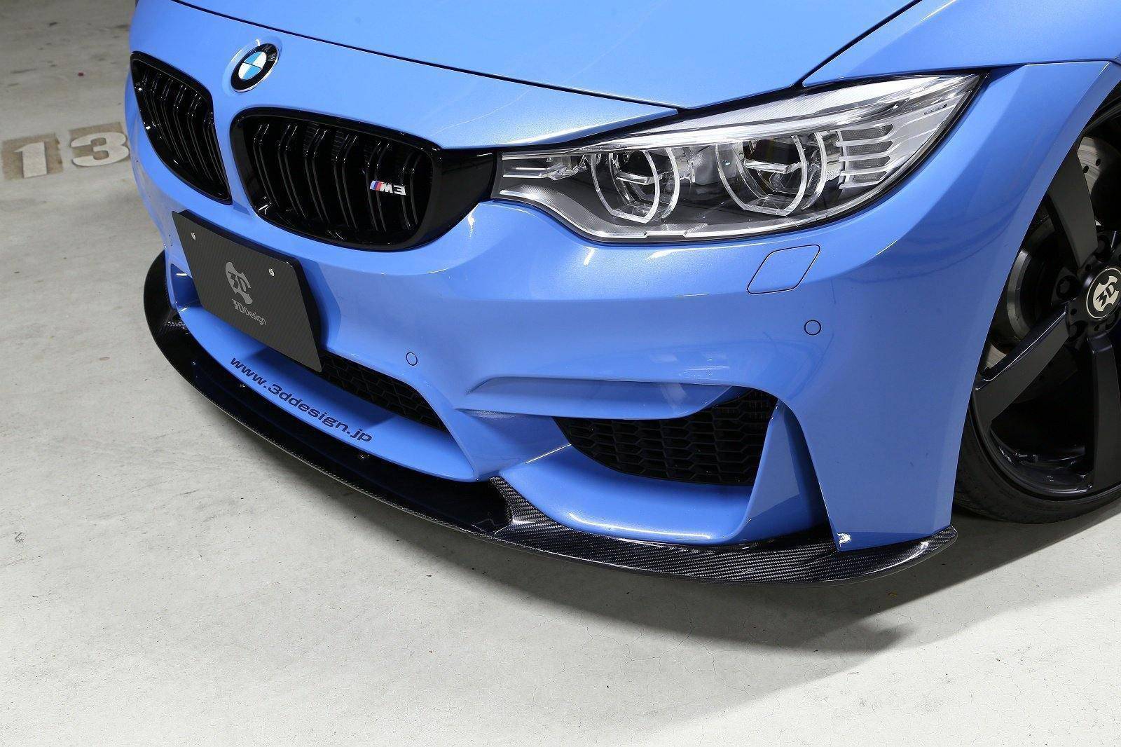 3DDesign Carbon Fibre Front Splitter for BMW M3 & M4 (2014 - 2020, F80 F82) - AUTOID - Front Lips & Splitters - 3DDesign