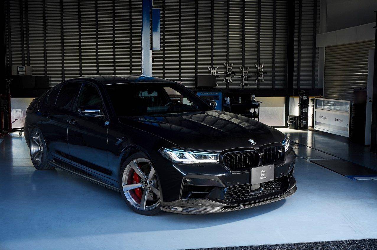 3DDesign Carbon Fibre Front Splitter for BMW M5 LCI (2020-2023, F90) - AUTOID® - Front Lips & Splitters - 3DDesign