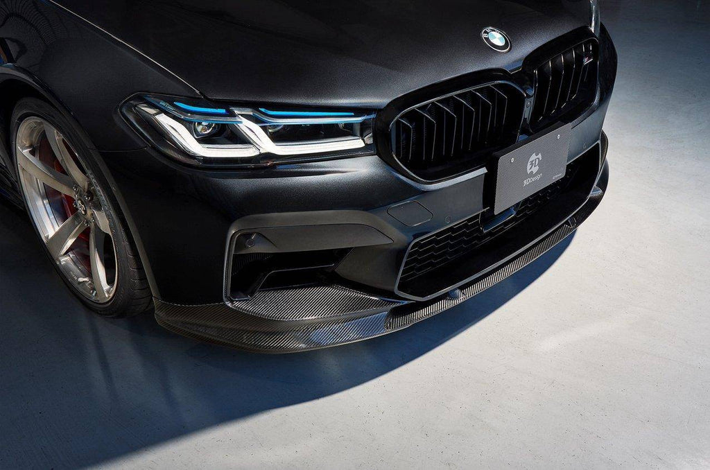 3DDesign Carbon Fibre Front Splitter for BMW M5 LCI (2020-2023, F90) - AUTOID® - Front Lips & Splitters - 3DDesign