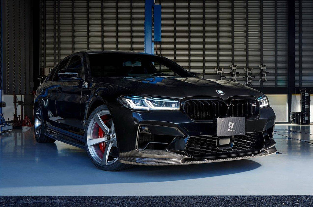 3DDesign Carbon Fibre Front Splitter for BMW M5 LCI (2020-2023, F90) - AUTOID® - Front Lips & Splitters - 3DDesign
