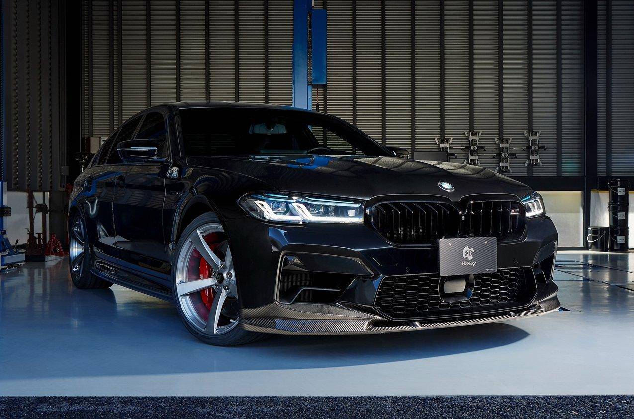 3DDesign Carbon Fibre Front Splitter for BMW M5 LCI (2020-2023, F90) - AUTOID® - Front Lips & Splitters - 3DDesign