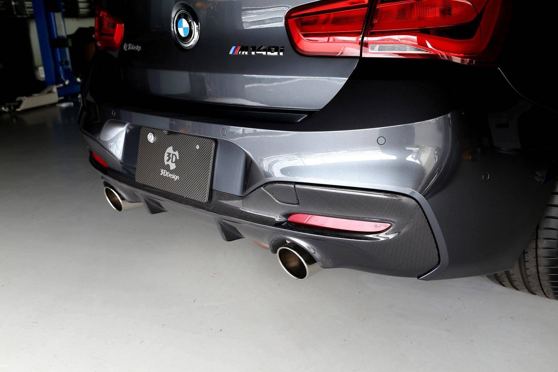 3DDesign Carbon Fibre Rear Diffuser for BMW 1 Series LCI (2015-2019, F20 F21) - AUTOID® - Rear Diffusers - 3DDesign