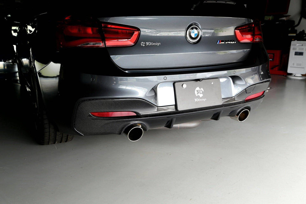 3DDesign Carbon Fibre Rear Diffuser for BMW 1 Series LCI (2015-2019, F20 F21) - AUTOID® - Rear Diffusers - 3DDesign