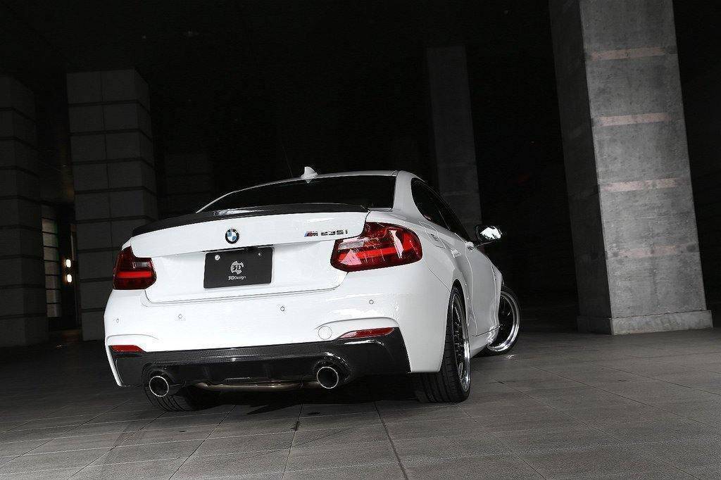 3DDesign Carbon Fibre Rear Diffuser for BMW 2 Series (2014-2020, F22 F23) - AUTOID® - Rear Diffusers - 3DDesign