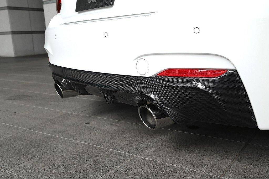 3DDesign Carbon Fibre Rear Diffuser for BMW 2 Series (2014-2020, F22 F23) - AUTOID® - Rear Diffusers - 3DDesign