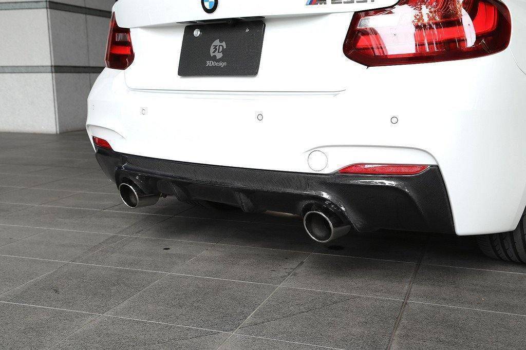 3DDesign Carbon Fibre Rear Diffuser for BMW 2 Series (2014-2020, F22 F23) - AUTOID® - Rear Diffusers - 3DDesign