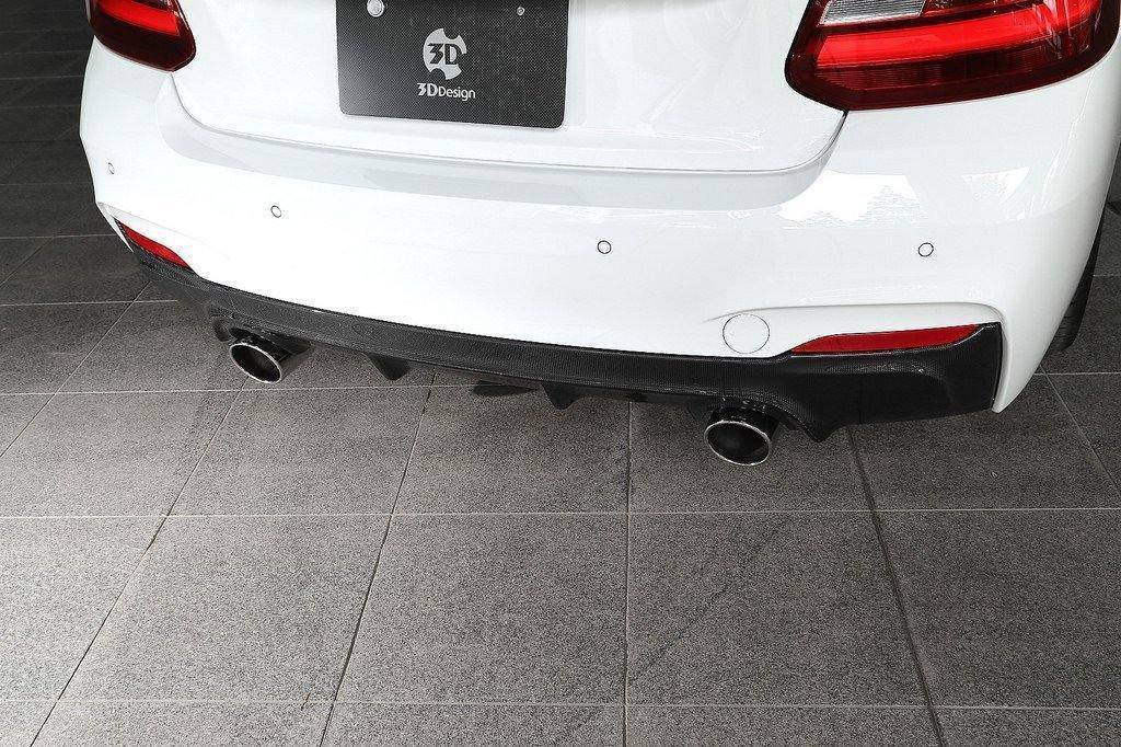 3DDesign Carbon Fibre Rear Diffuser for BMW 2 Series (2014-2020, F22 F23) - AUTOID® - Rear Diffusers - 3DDesign