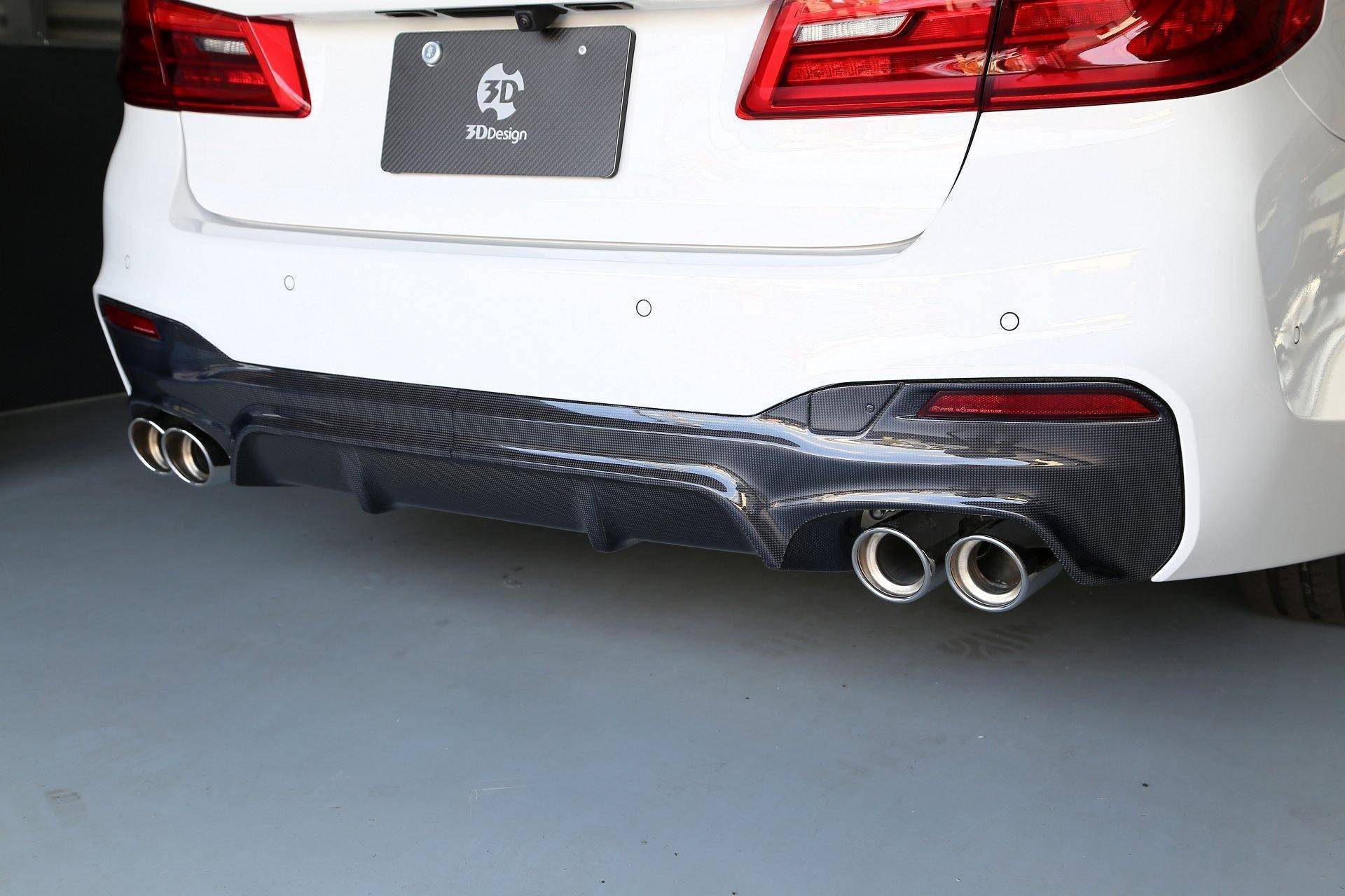 3DDesign Carbon Fibre Rear Diffuser (Type 1) for BMW 5 Series M Sport (2017-2023, G31) - AUTOID® - Rear Diffusers - 3DDesign