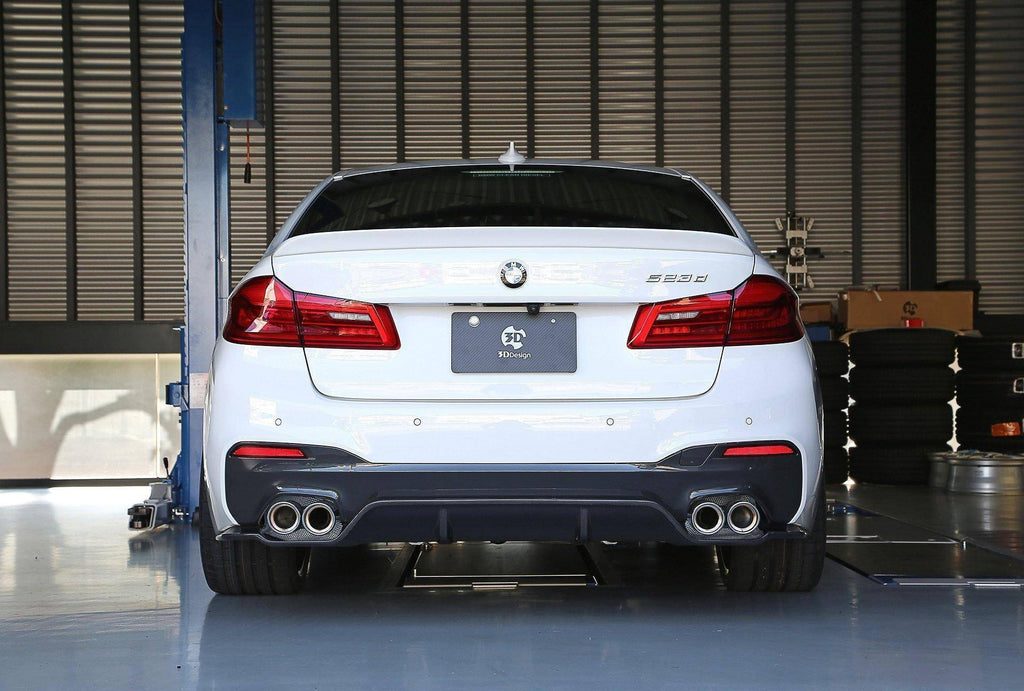 3DDesign Carbon Fibre Rear Diffuser (Type 1) for BMW 5 Series M Sport (2017+, G31) - AUTOID - Rear Diffusers - 3DDesign
