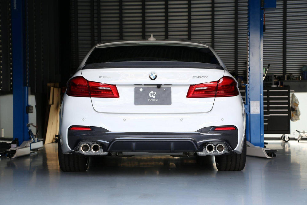 3DDesign Carbon Fibre Rear Diffuser (Type 1) for BMW 5 Series M Sport (2017+, G31) - AUTOID - Rear Diffusers - 3DDesign