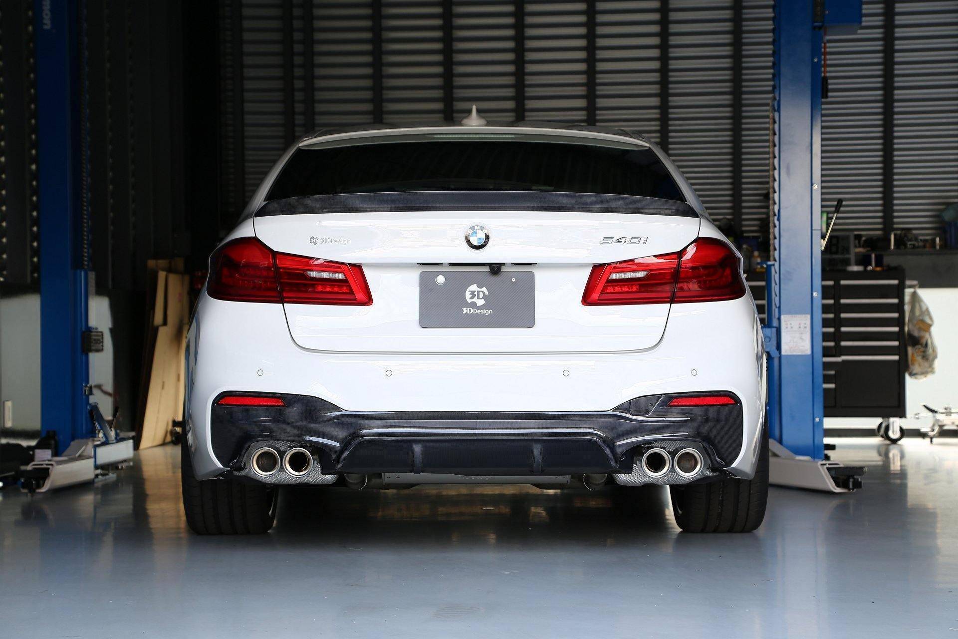 3DDesign Carbon Fibre Rear Diffuser (Type 1) for BMW 5 Series M Sport (2017+, G31) - AUTOID - Rear Diffusers - 3DDesign