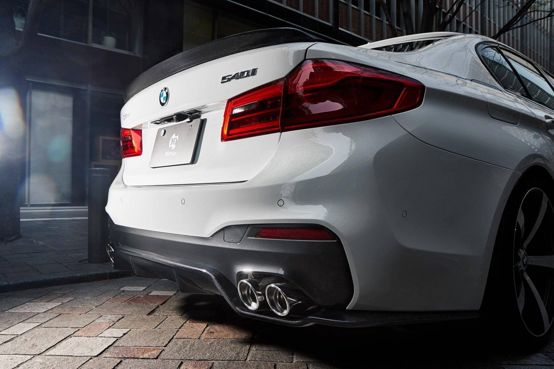 3DDesign Carbon Fibre Rear Diffuser (Type 2) for BMW 5 Series M Sport (2017+, G30 G31) - AUTOID - Rear Diffusers - 3DDesign
