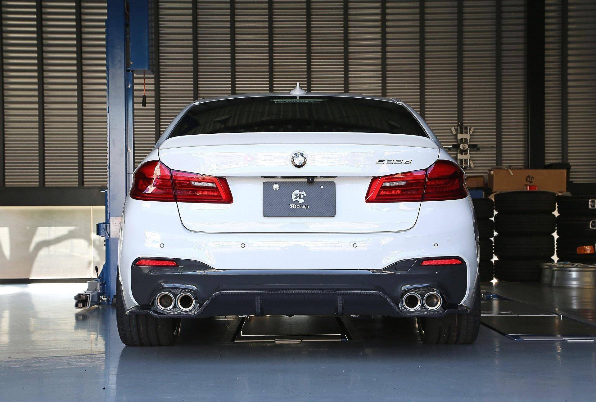 3DDesign Carbon Fibre Type 1 Rear Diffuser For BMW 5 Series M Sport (2017+, G30) - AUTOID - Rear Diffusers - 3DDesign