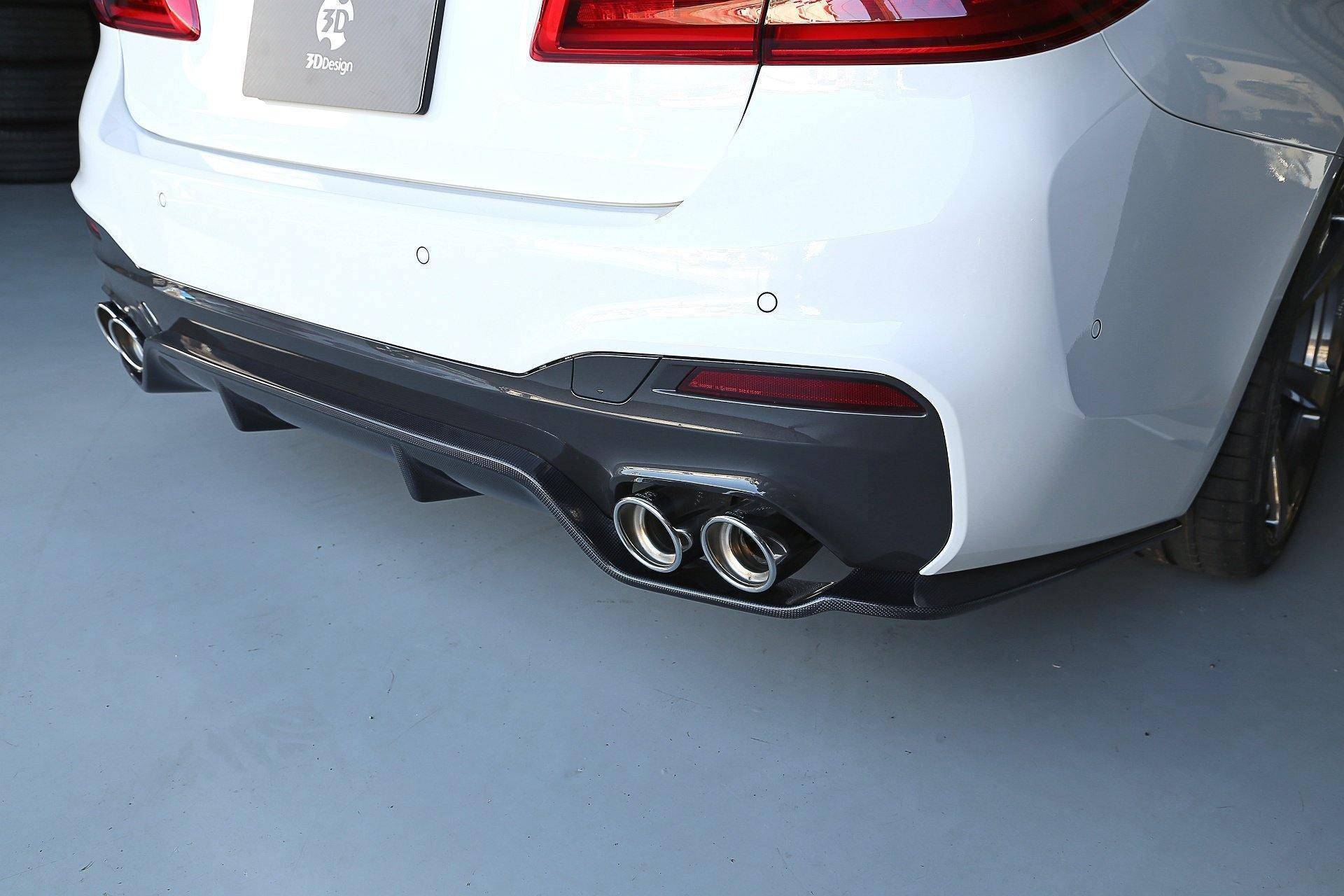 3DDesign Carbon Fibre Type 1 Rear Diffuser For BMW 5 Series M Sport (2017+, G30) - AUTOID - Rear Diffusers - 3DDesign