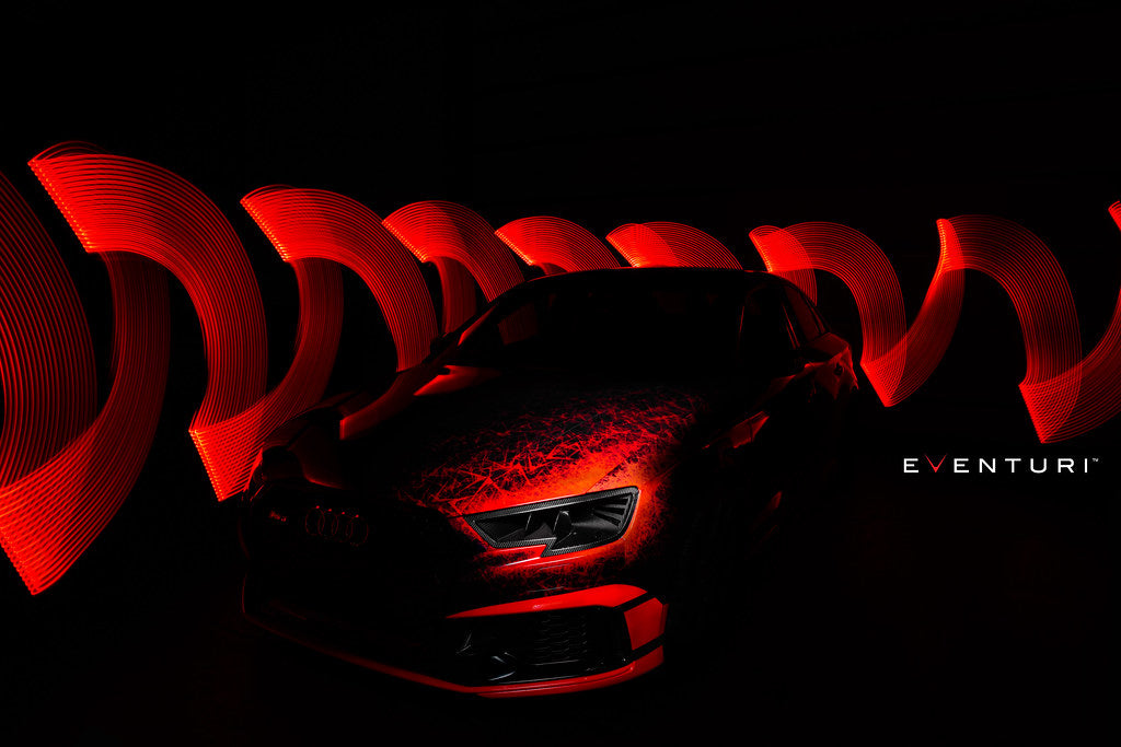 Eventuri Audi RS3 8V Gen 2 Headlamp Race Duct installed in engine bay