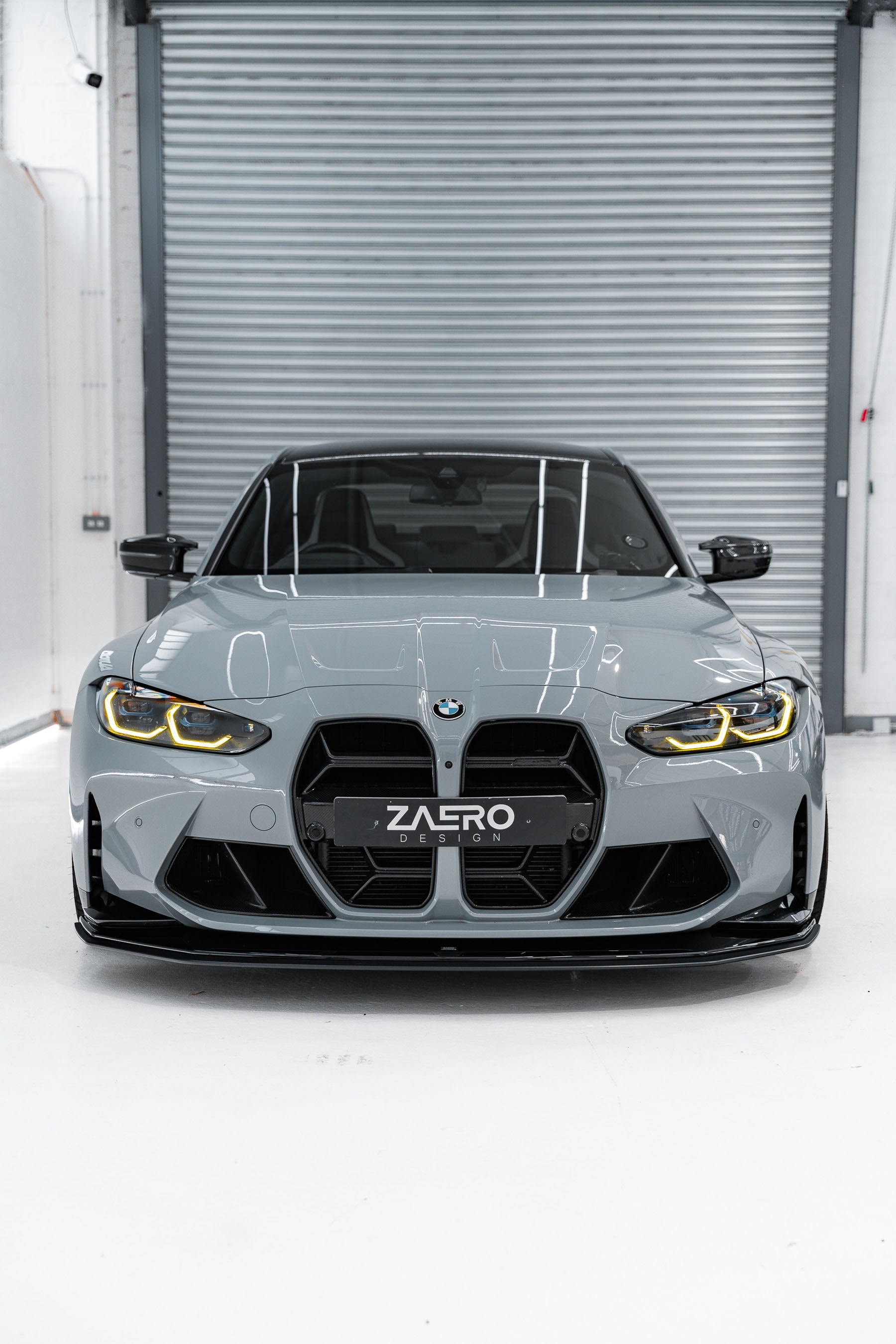 Zaero Design BMW M3 G80 G81 & M4 G82 G83 EVO-R Gloss Black Adjustable Track Front Splitter by ZAERO (2021+)  Front Lips & Splitters  AUTOID®  