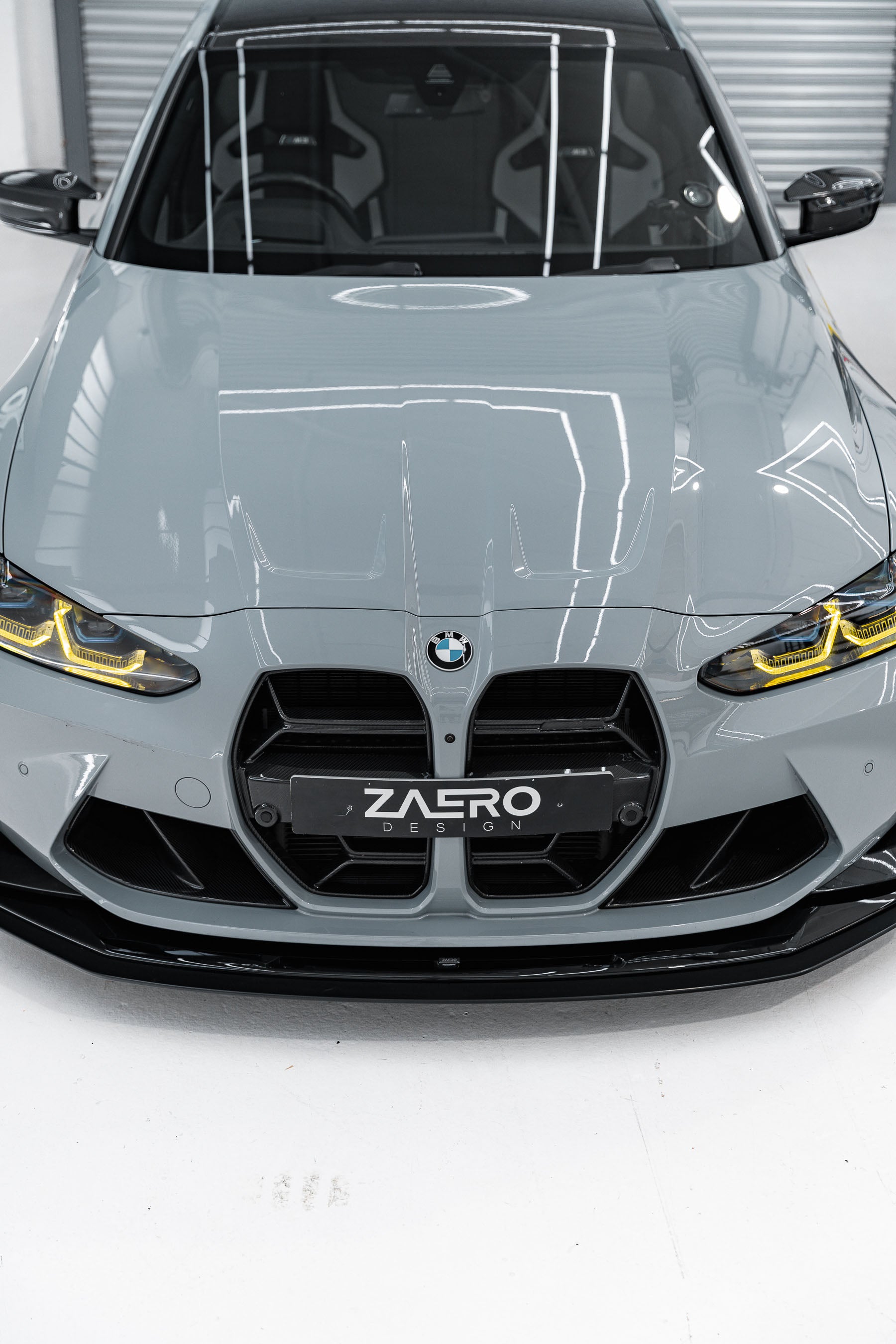 Zaero Design BMW M3 G80 G81 & M4 G82 G83 EVO-R Gloss Black Adjustable Track Front Splitter by ZAERO (2021+)  Front Lips & Splitters  AUTOID®  