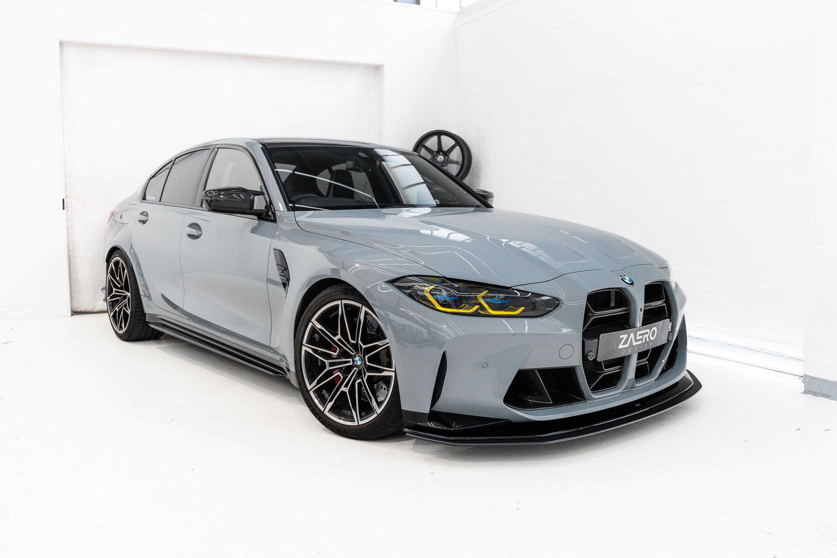 Zaero Design BMW M3 G80 G81 & M4 G82 G83 EVO-R Gloss Black Adjustable Track Front Splitter by ZAERO (2021+)  Front Lips & Splitters  AUTOID®  