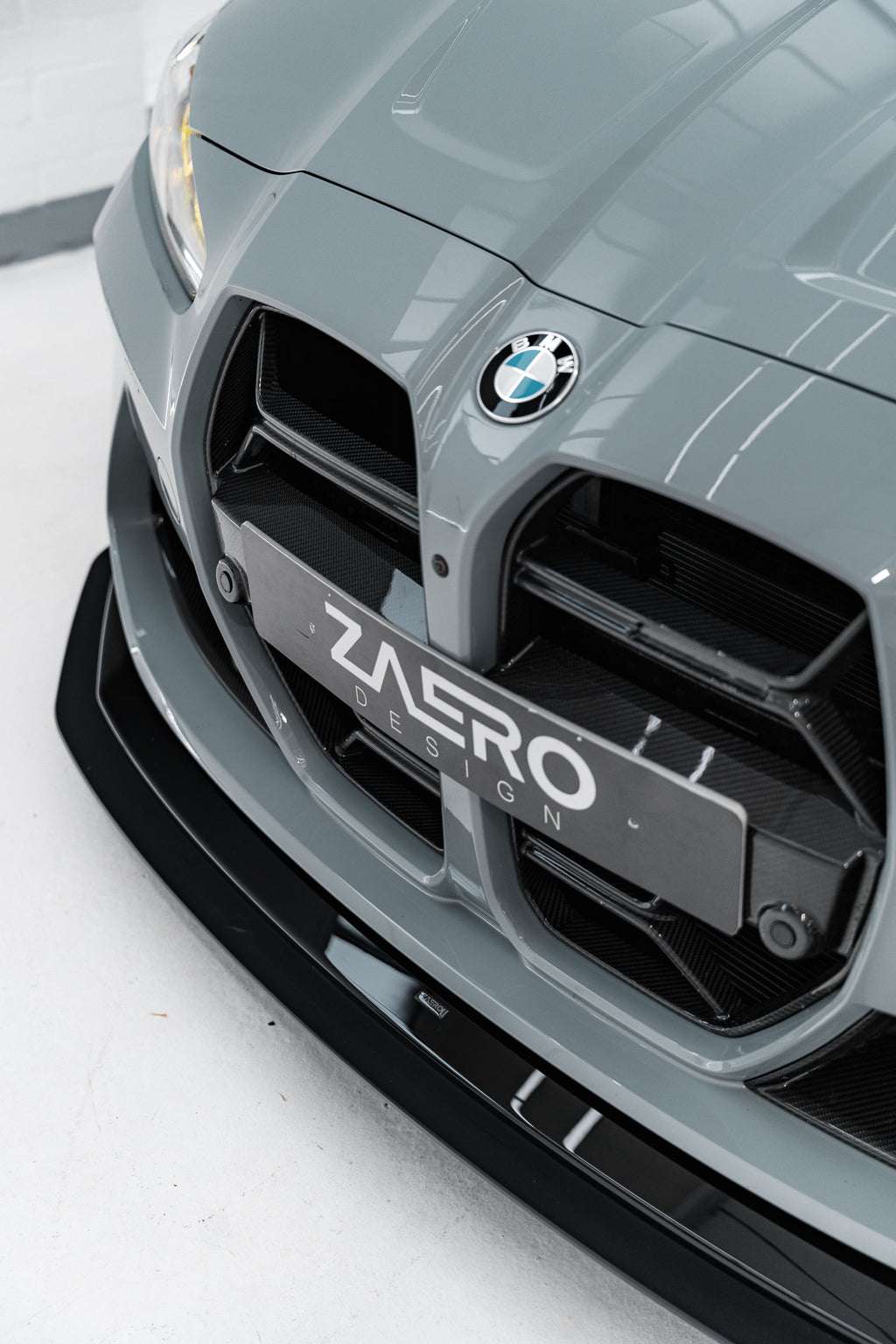 Zaero Design BMW M3 G80 G81 & M4 G82 G83 EVO-R Gloss Black Adjustable Track Front Splitter by ZAERO (2021+)  Front Lips & Splitters  AUTOID®  
