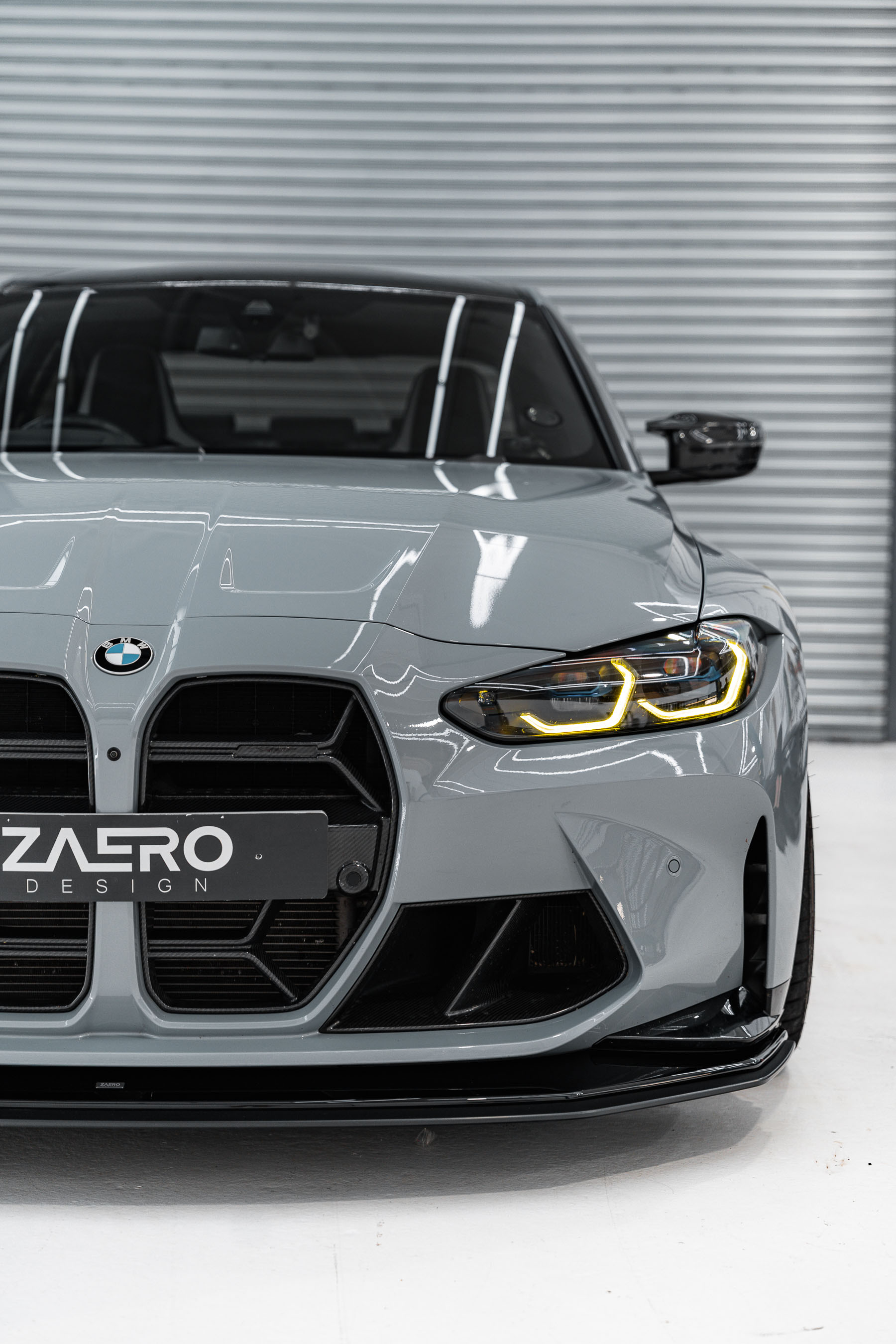 Zaero Design BMW M3 G80 G81 & M4 G82 G83 EVO-R Gloss Black Adjustable Track Front Splitter by ZAERO (2021+)  Front Lips & Splitters  AUTOID®  
