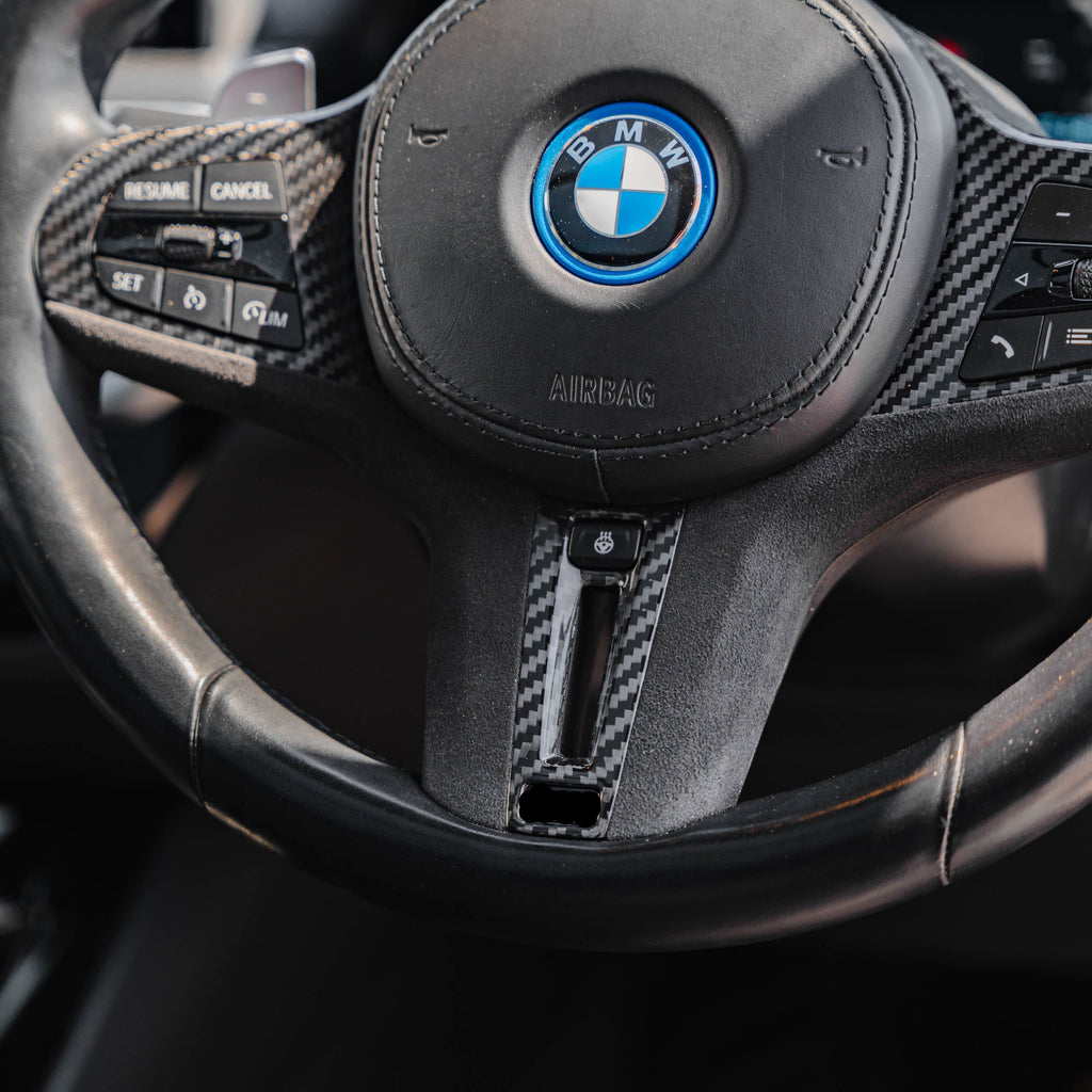 BMW G Series M Sport Carbon Fibre Alcantara Steering Wheel Trim by FORM