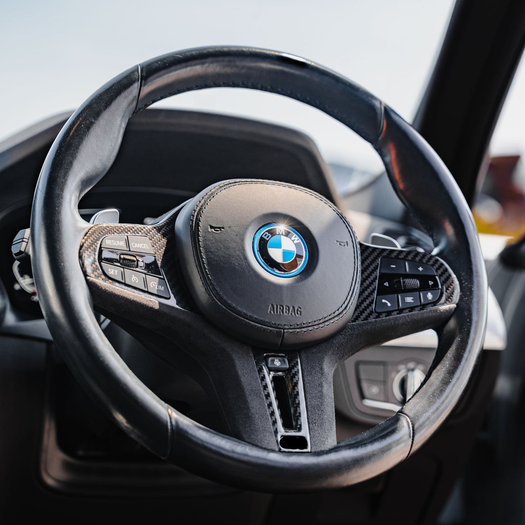 BMW G Series M Sport Carbon Fibre Alcantara Steering Wheel Trim by FORM