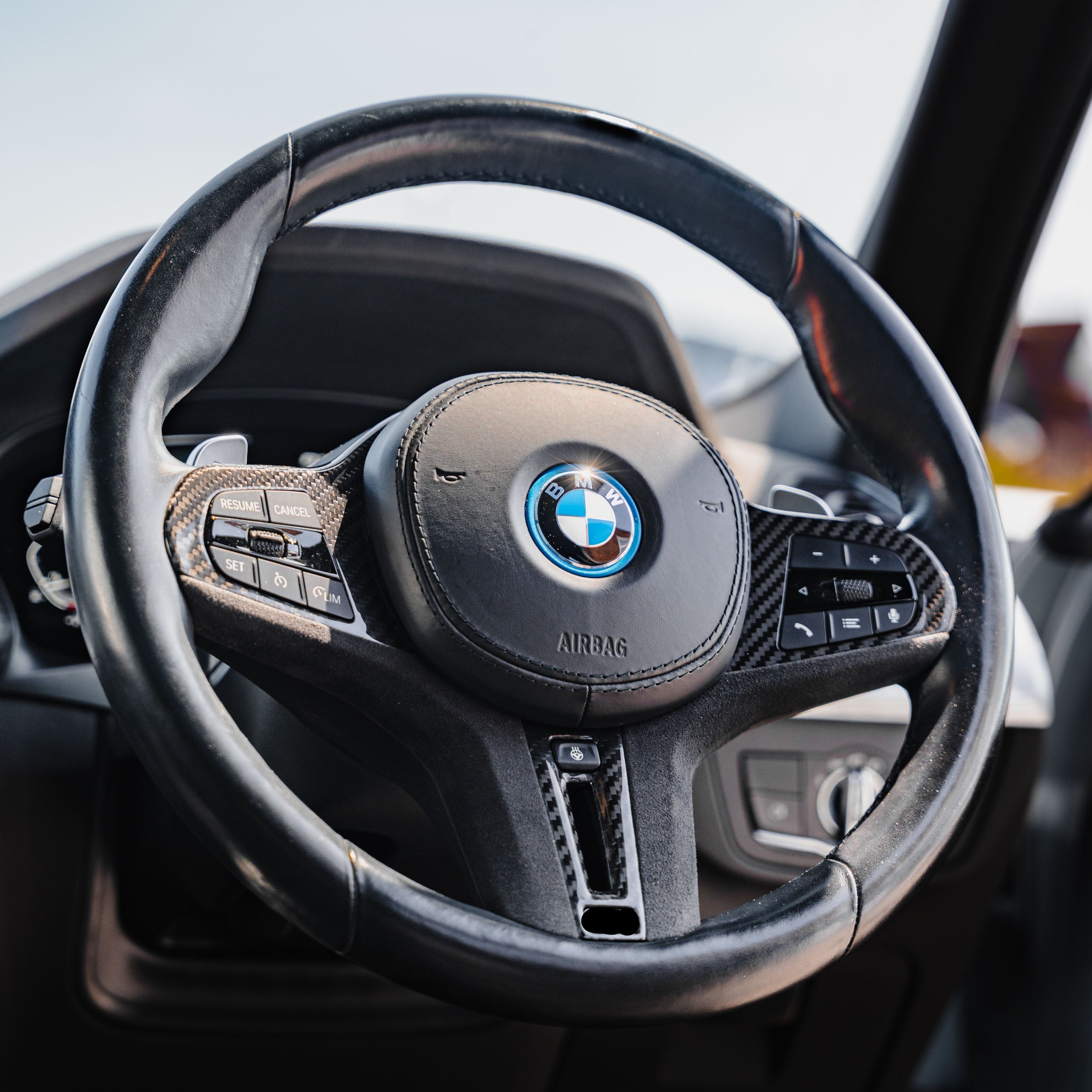 BMW G Series M Sport Carbon Fibre Alcantara Steering Wheel Trim by FORM