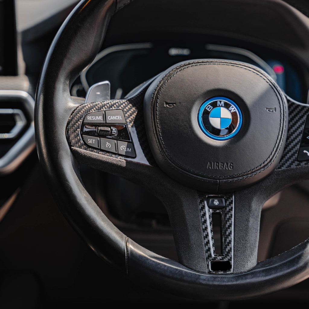 BMW G Series M Sport Carbon Fibre Alcantara Steering Wheel Trim by FORM