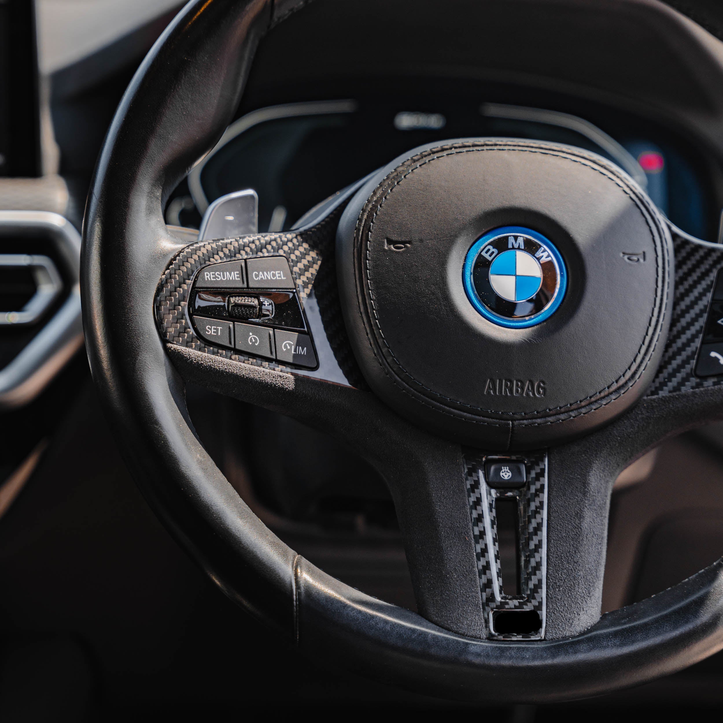 BMW G Series M Sport Carbon Fibre Alcantara Steering Wheel Trim by FORM