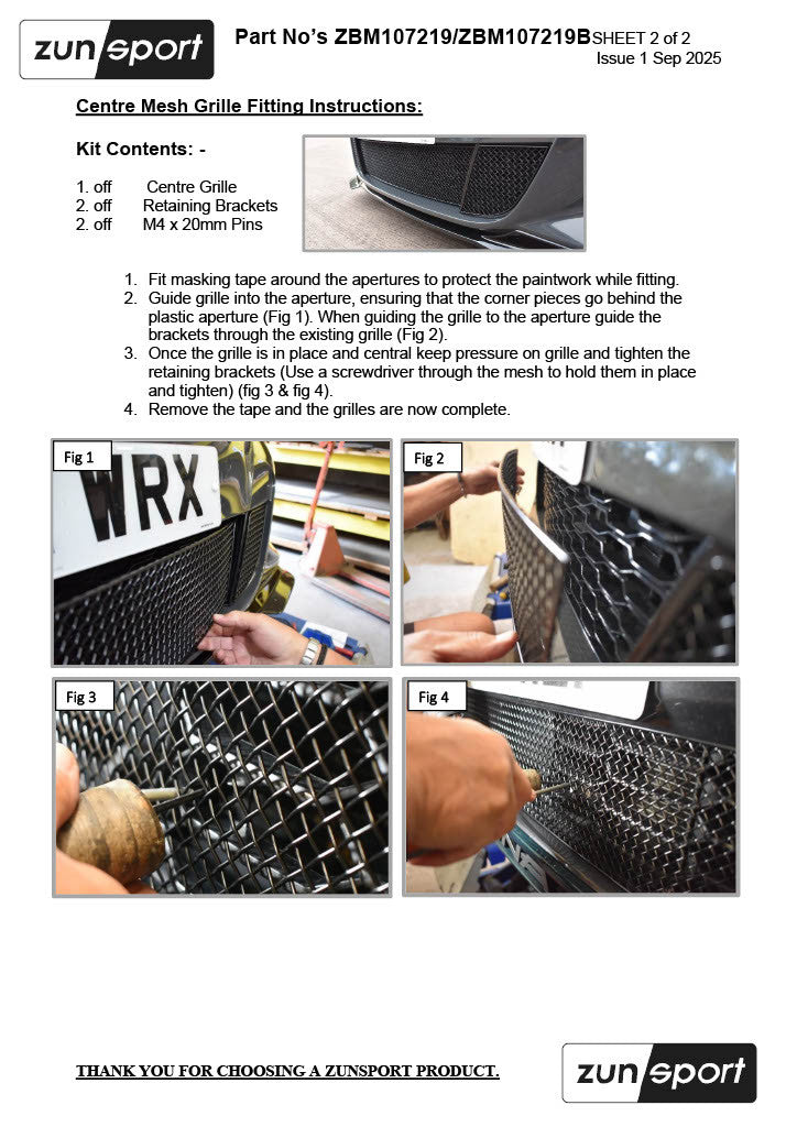BMW G20 M340i Pre-LCI Centre Grille Fitting Instructions