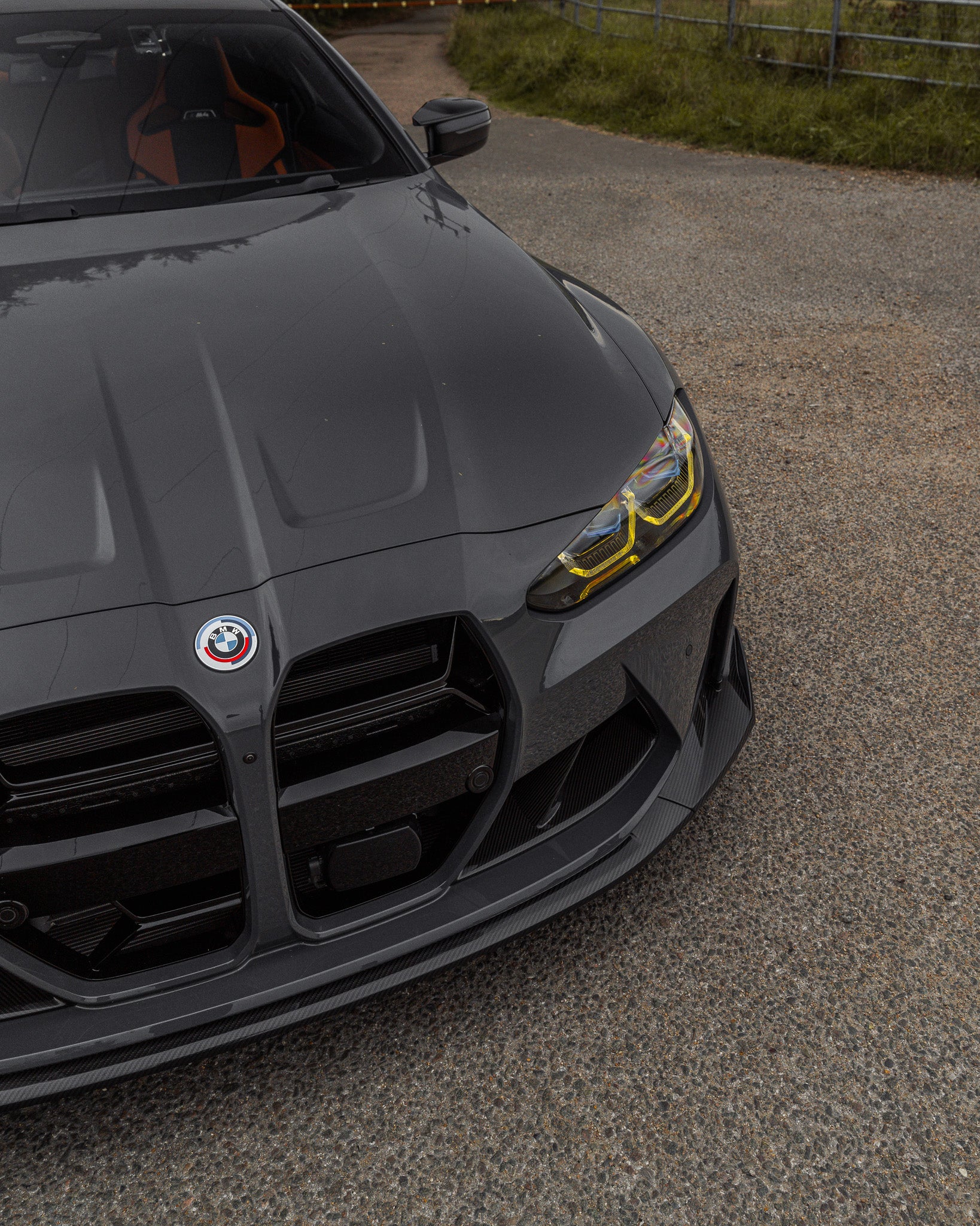 BMW G80 M3 & G82 G83 M4 ABS Plastic Gloss Black CSL Style Front Kidney  Grilles with ACC Fitment (2021+)