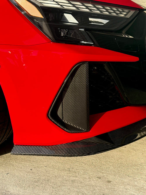 Audi RS3 8Y LCI Carbon Front Bumper Insert Replacements on car front view