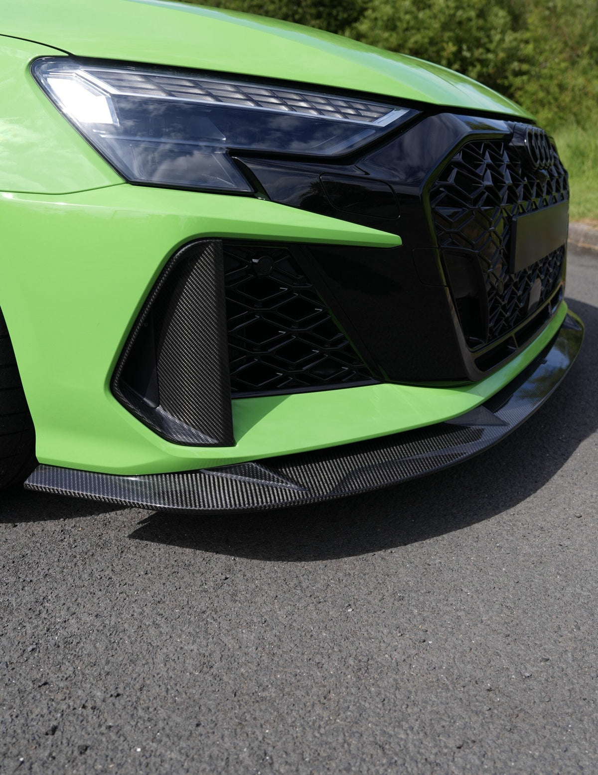Audi RS3 8Y LCI Carbon Front Splitter — close up surface detail