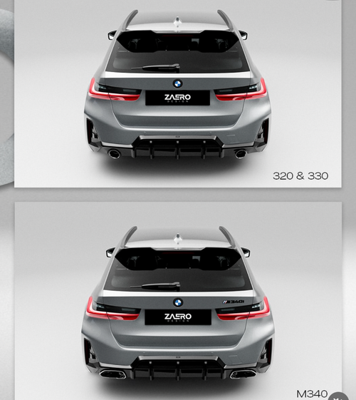 BMW M340i, 330i & 320i G20 G21 LCI EVO-1 Gloss Black Rear Diffuser by ZAERO (2022+)