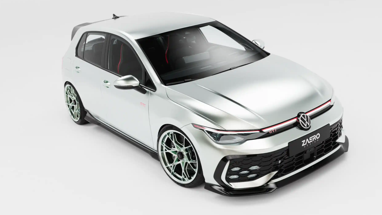 Splitter anteriore lucido nero VW Golf R-Line e Golf GTI Mk8.5 EVO-1 di ZAERO (2024+)