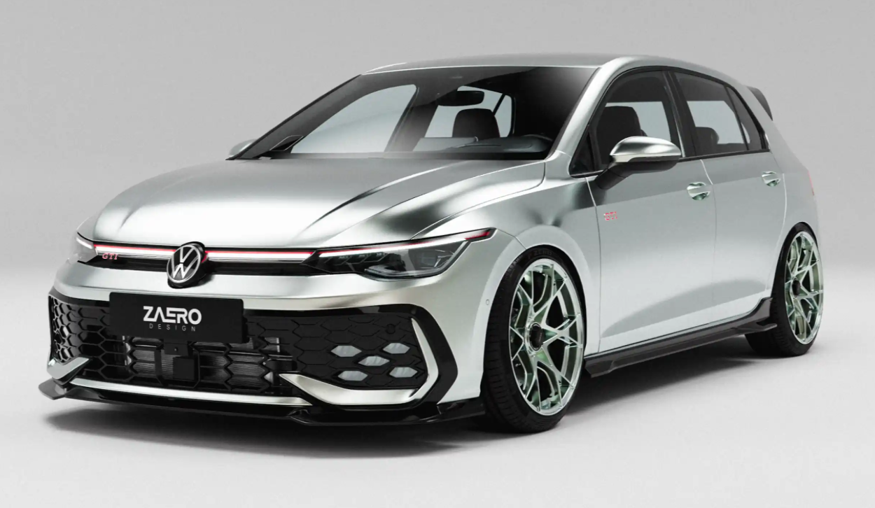 Splitter anteriore lucido nero VW Golf R-Line e Golf GTI Mk8.5 EVO-1 di ZAERO (2024+)